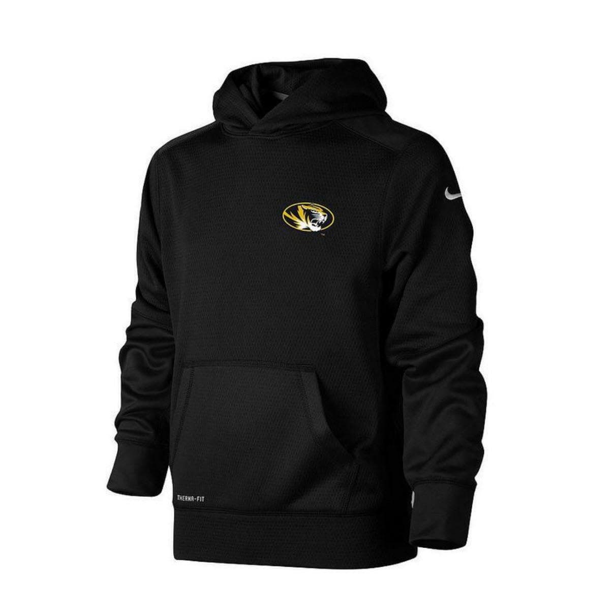Nike Boy's Missouri Tigers KO Therma-FIT Pullover Hoodie Black Large