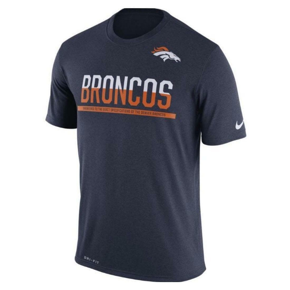 Nike Men's Denver Broncos Dri-Fit Practice Short Sleeve T-Shirt Navy Blue Medium