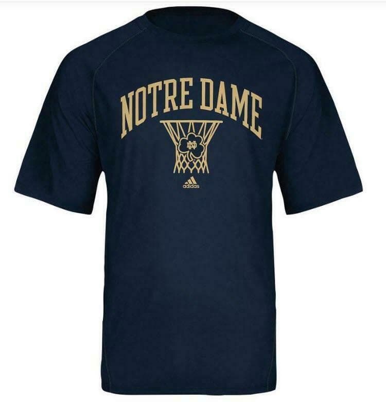 Adidas Men's Notre Dame Courtside Climalite Tee Navy Blue M L XL