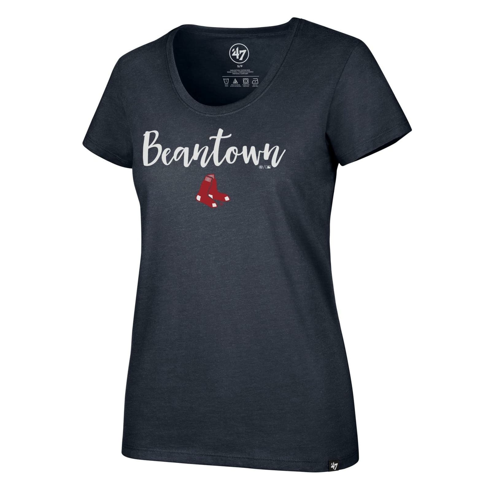 47 Brand Womens Navy Blue Boston Red Sox Beantown Logo T-Shirt Navy Blue Large