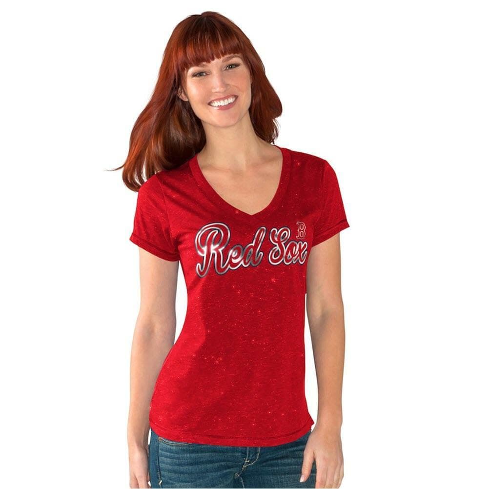G-III 4Her Women's Boston Red Sox V-Neck Breakaway T-Shirt Red M L Carl Banks