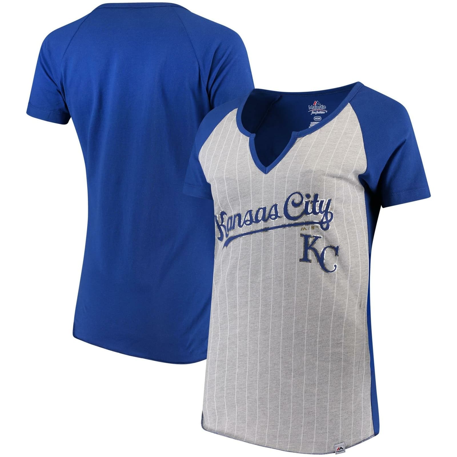 Majestic Women's Kansas City Royals from The Stretch Notched T-Shirt Medium Gray