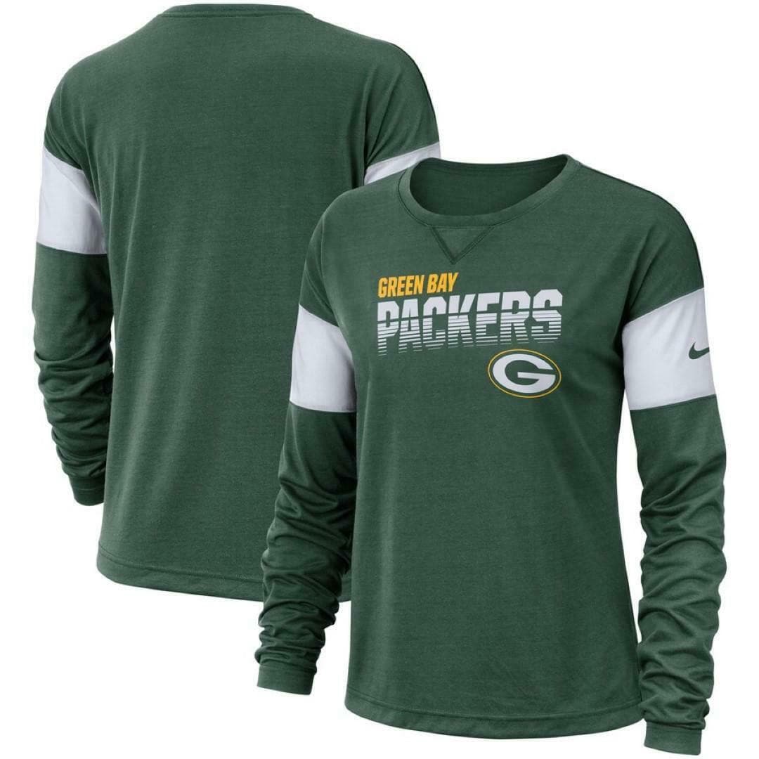 Nike Women's Green Bay Packers Breathe Long Sleeve T-Shirt Green S M