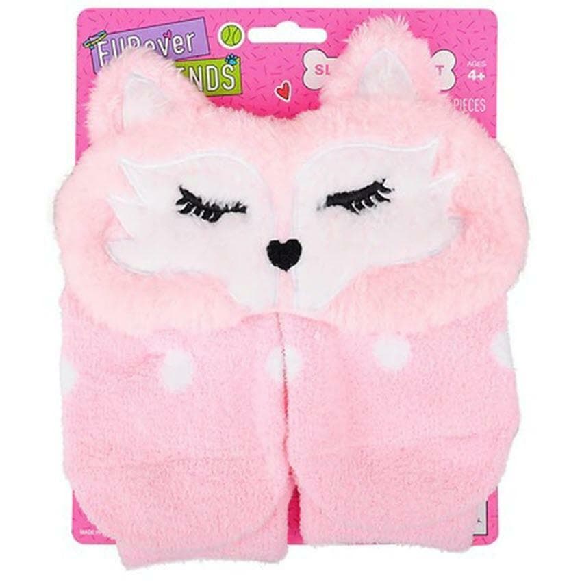 FURrever Friends Sleepover Set Plush Eye Mask & Socks Pink Cat PJ Accessory