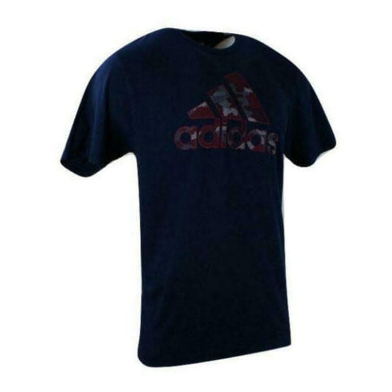 adidas Men's Tricot Patriotic Camo Go To Short Sleeve Cotton T-Shirt Blue Large