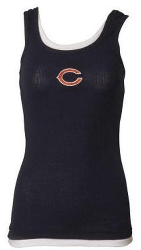 NFL Brand Women's Chicago Bears Supreme Layered Tank Navy Blue Small