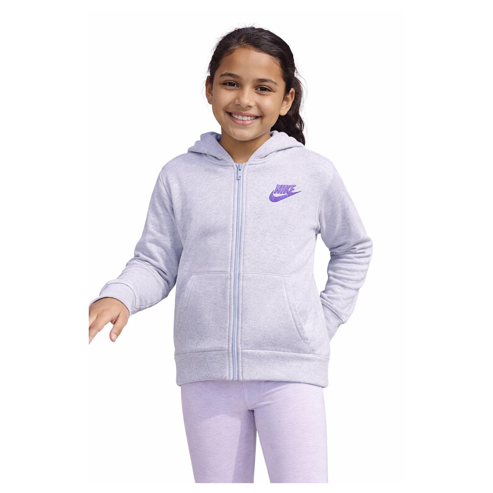 Nike Girl's Sportswear Club Fleece Full-Zip Hoodie Purple Large