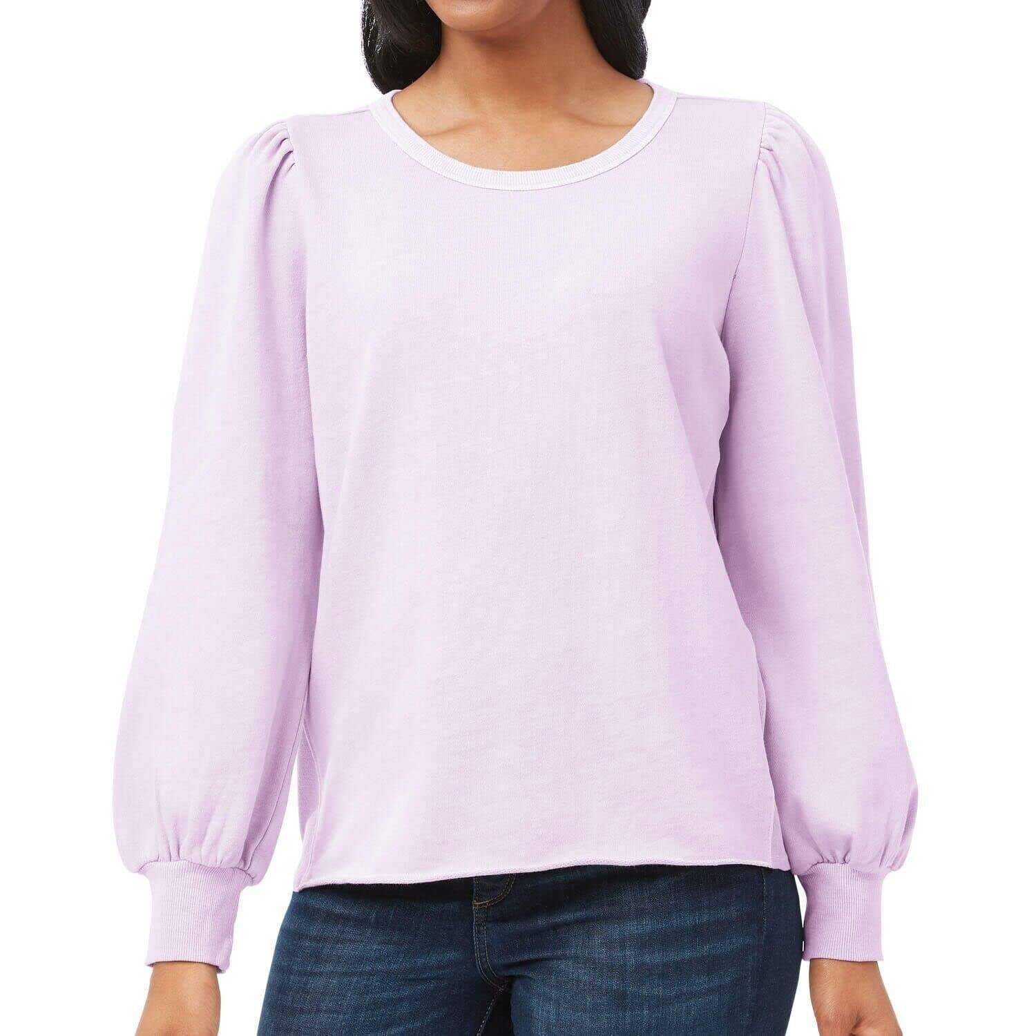 Member's Mark Women's French Terry Puff Sleeve Sweatshirt Small Wisteria Purple
