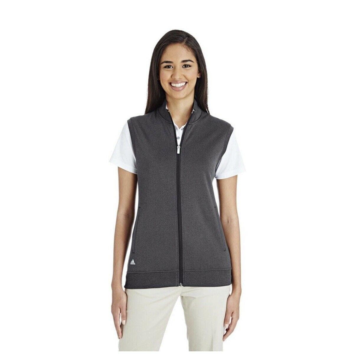 Adidas Women's Full-Zip UPF Protection Club Vest Heathered Black Small