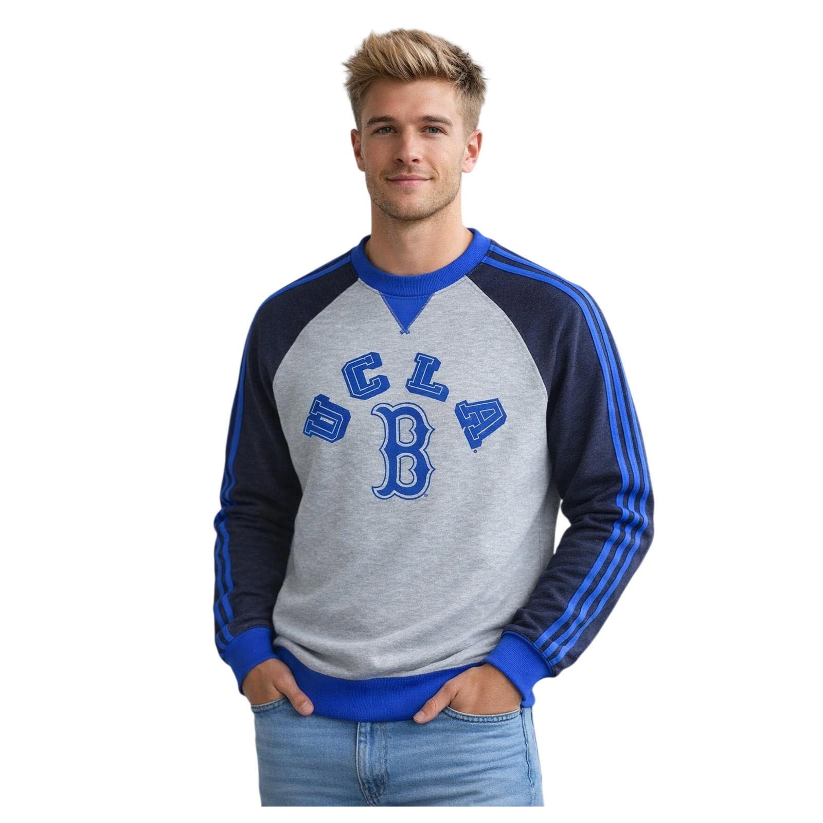 Adidas Men's UCLA Over B Pullover Crewneck Sweatshirt Gray X-Large $76 Value