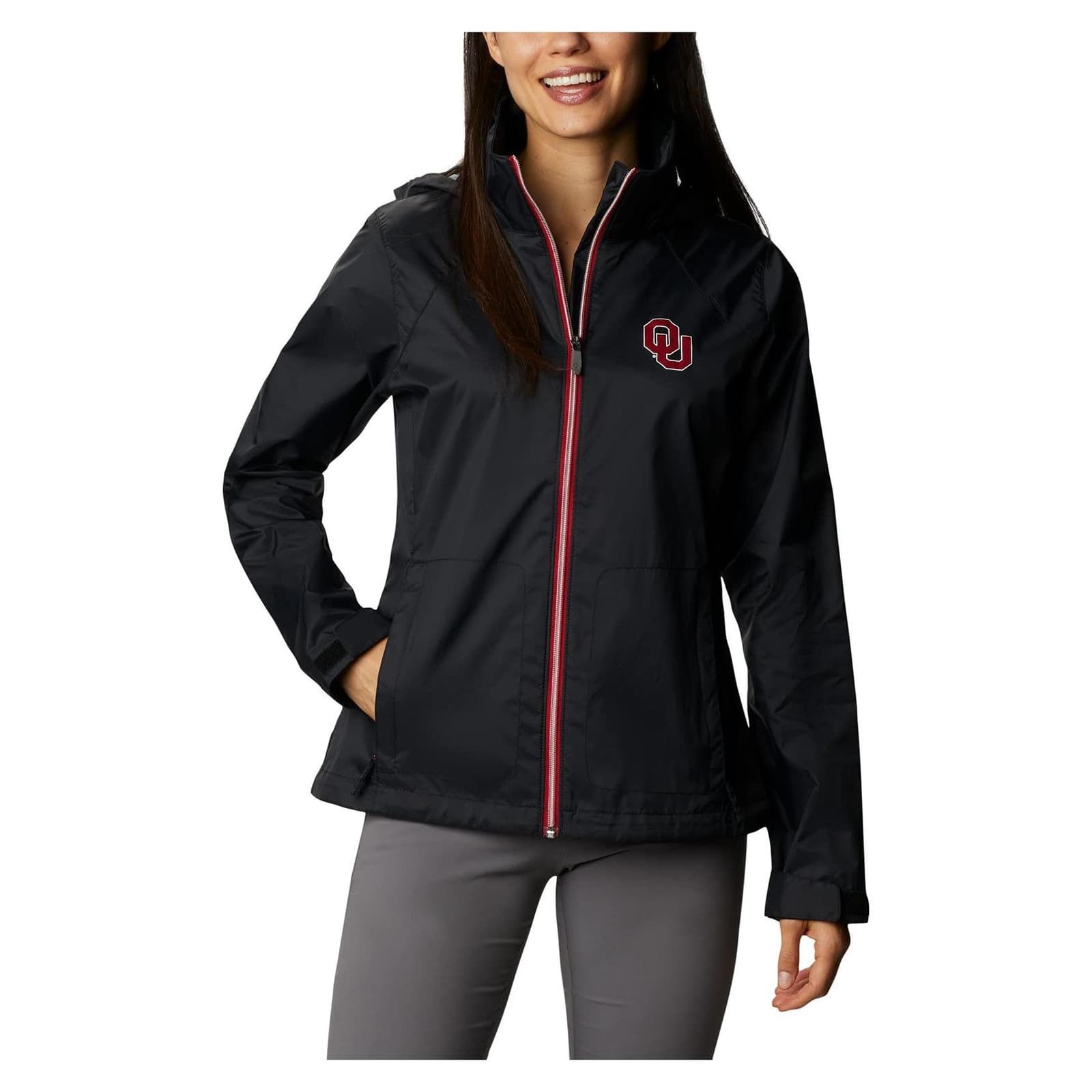 Columbia Women's Oklahoma Sooners Waterproof Hooded Jacket Black Large