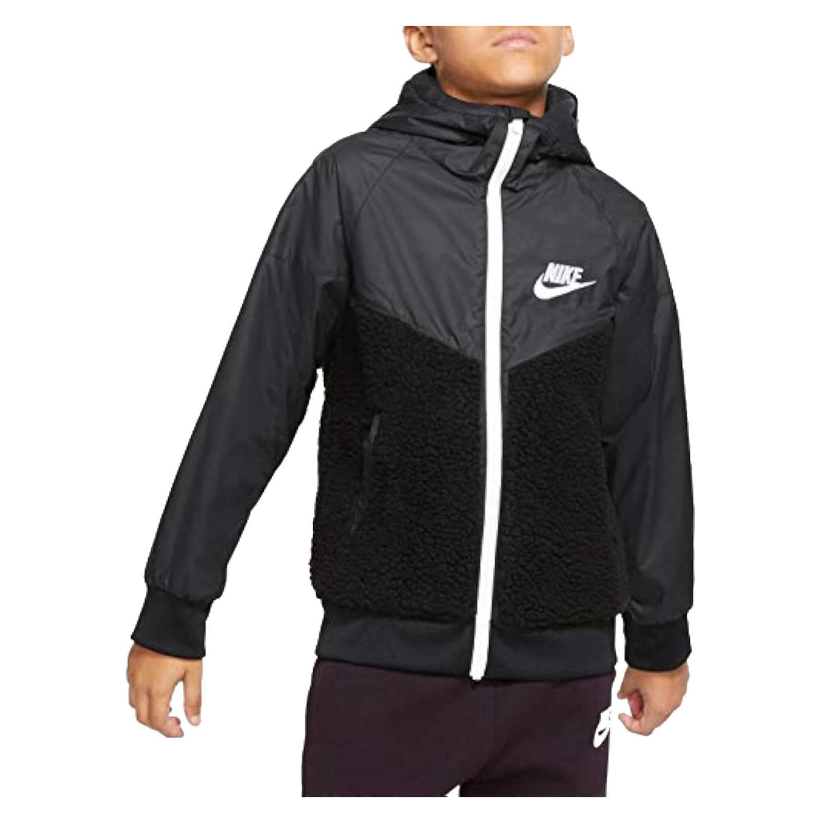 Nike Boys' Sherpa Windrunner Full-Zip Fleece Jacket Black Large $95 Value