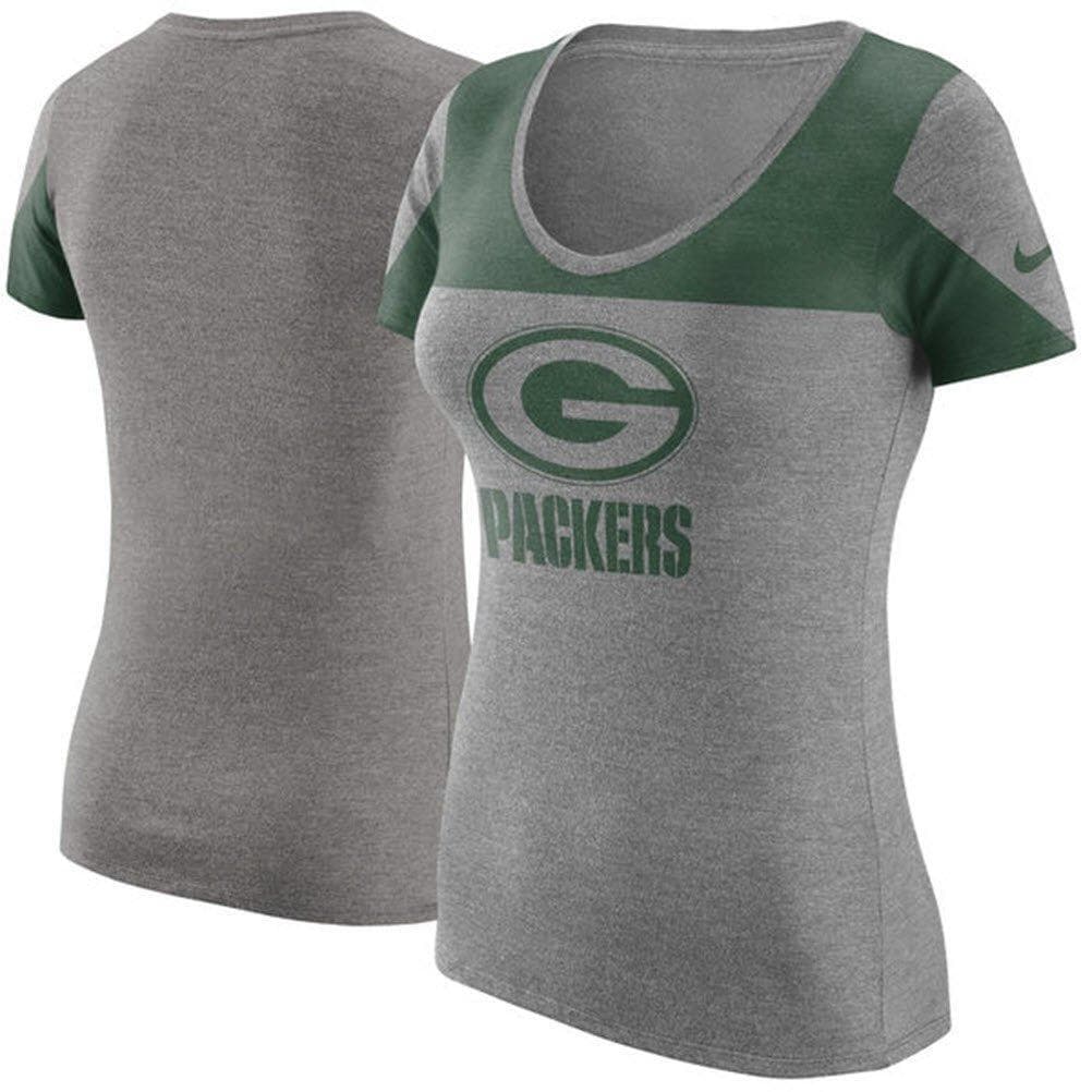Nike Women's Green Bay Packers Champ Drive Triblend T-shirt Gray Medium