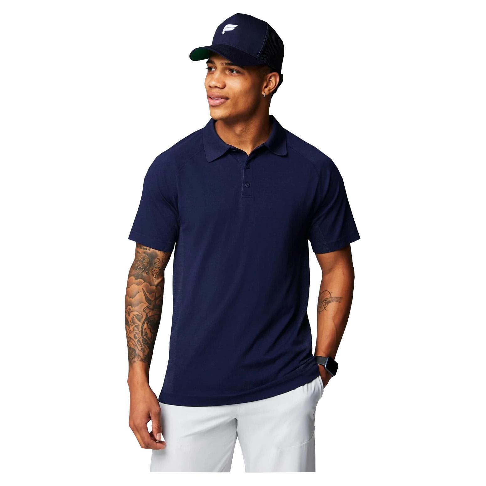 Fabletics Men's The Training Day Performance Polo Deep Navy 2XL $67 Value