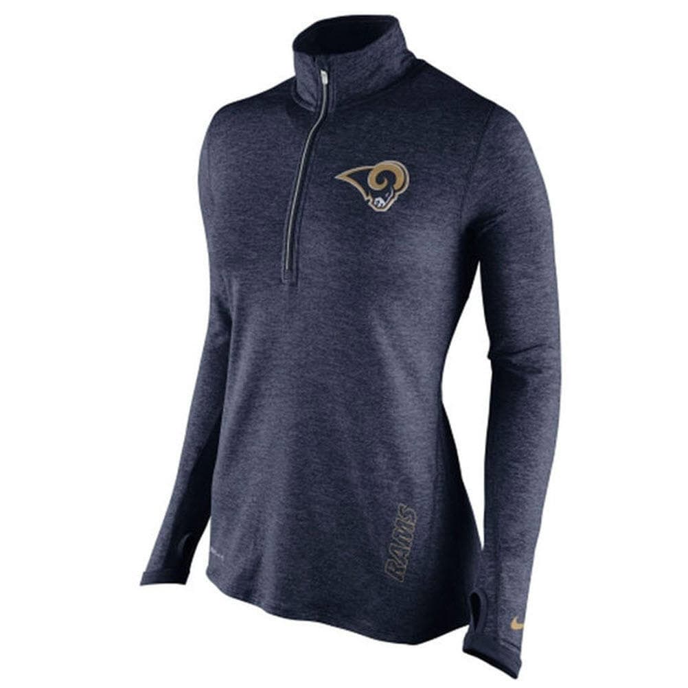 Nike Women's Los Angeles Rams Quarter Zip Element Training Top Blue Large