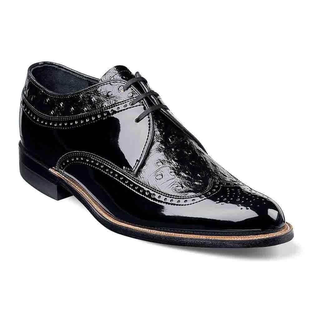 Stacy Adams Men’s Dayton Ostrich Wingtip Oxford Shoes Black Size 8 $155 Value