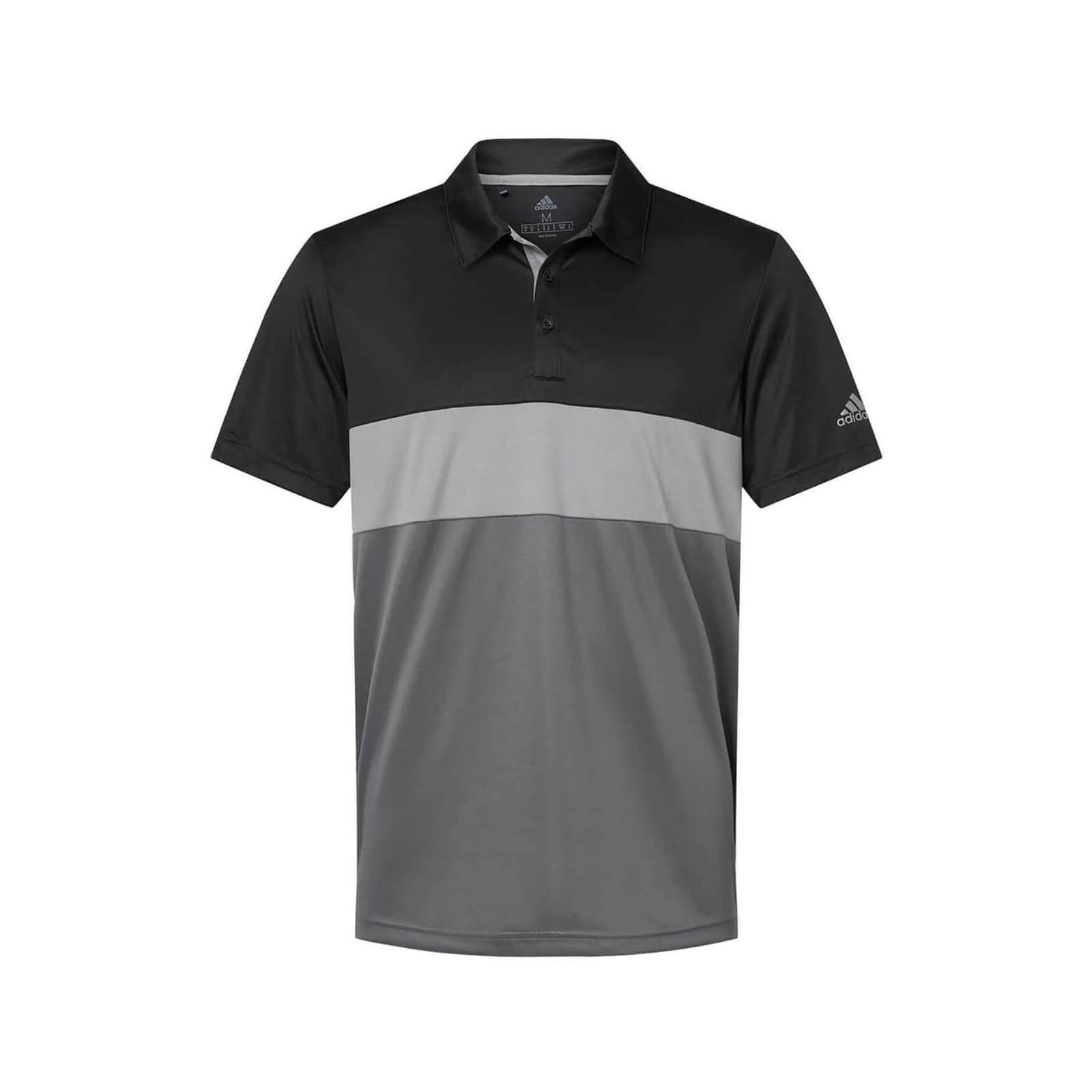 Adidas Men's Performance Colorblock UV Protection Polo Black Gray M L XL