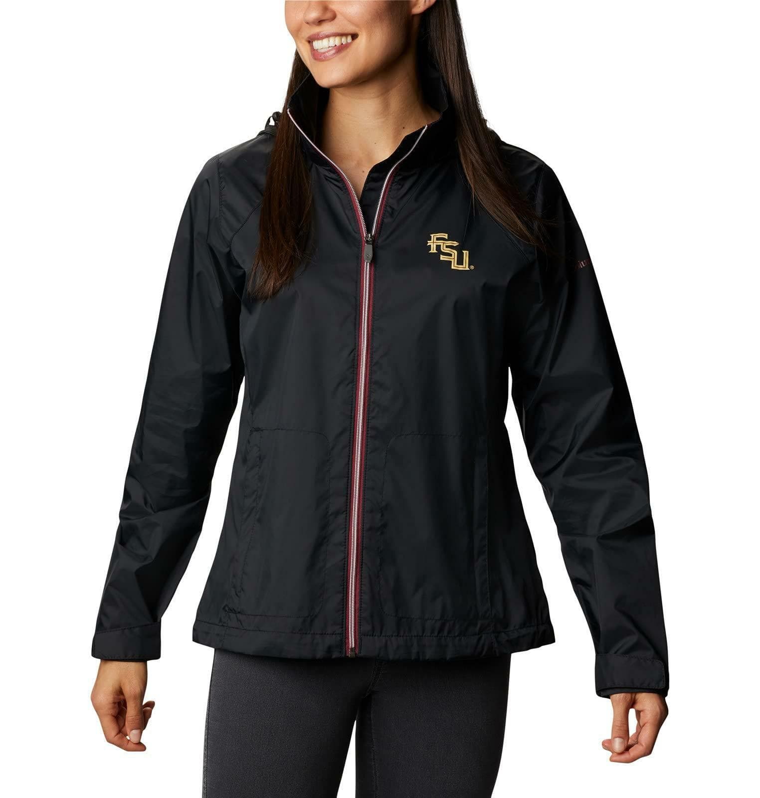 Columbia Women's Florida State Seminoles Waterproof Hooded Jacket XL Black