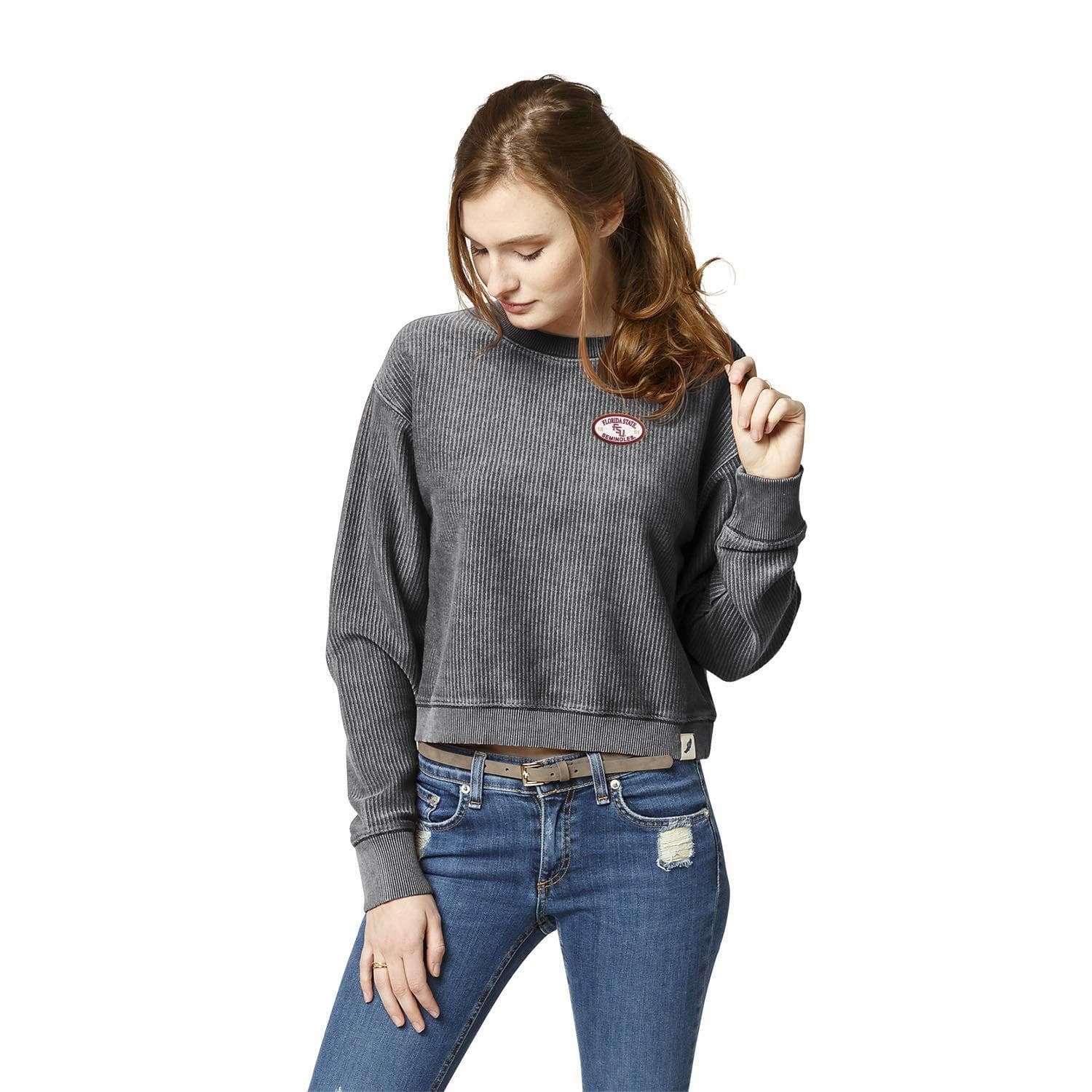 League Women's Florida State Seminoles Timber Cropped Top Gray Medium