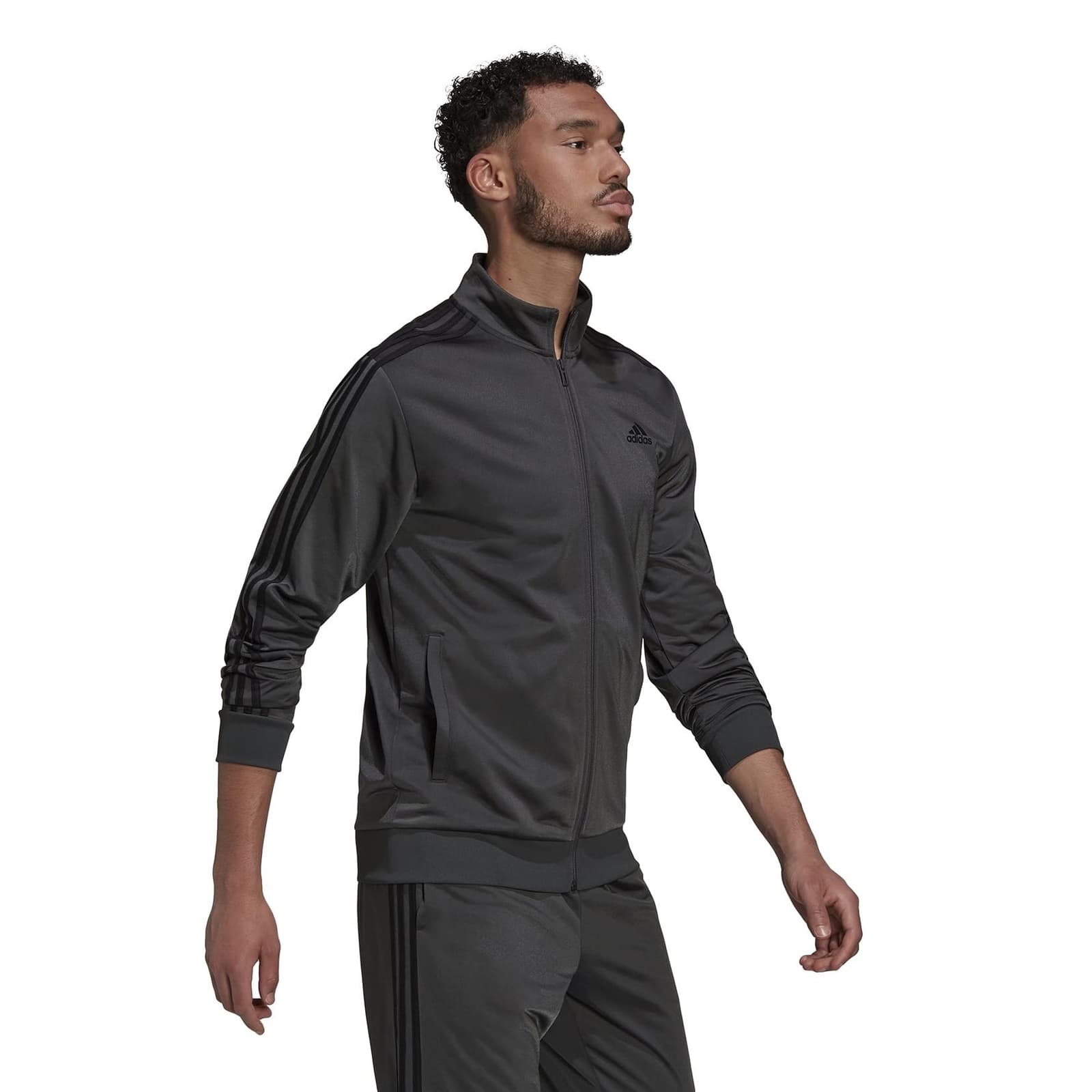 Adidas Men's Essentials Three Stripe Warm Up Track Jacket X-Large Gray $65 Value