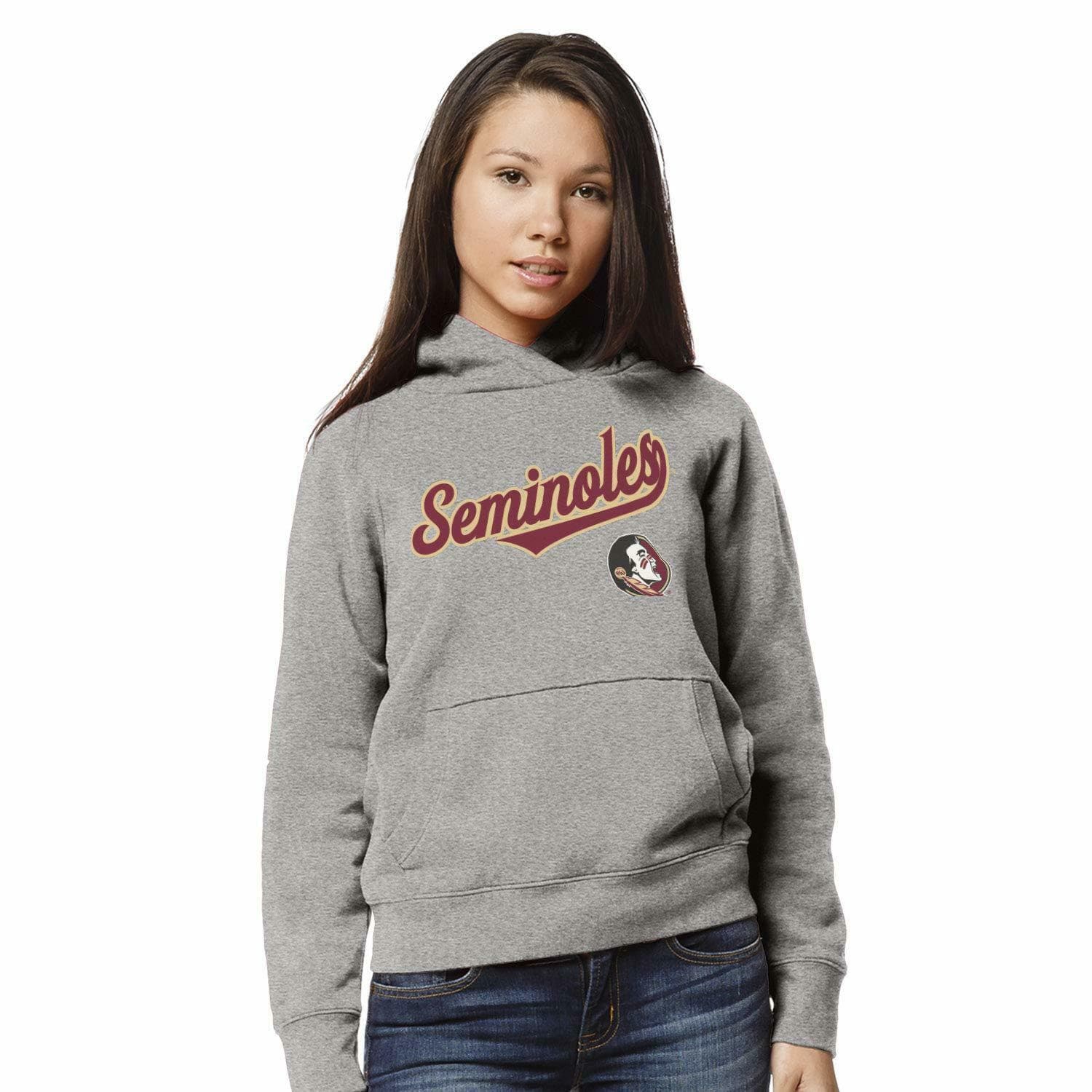 League Brand Women's Florida State Seminoles Academy Pullover Hoodie Gray Small