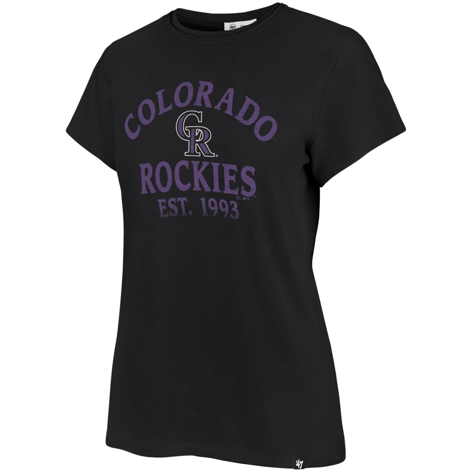 '47 Brand Women's Colorado Rockies Frankie T-Shirt Flint Black Small; Medium