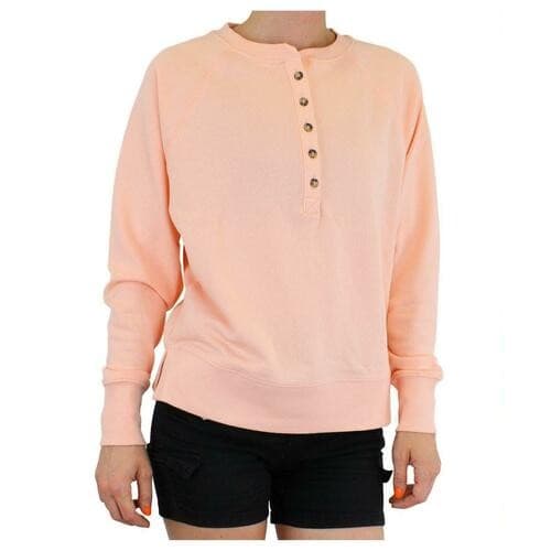 GAP Women's Long Sleeve Henley French Terry Sweatshirt Peach 2XL