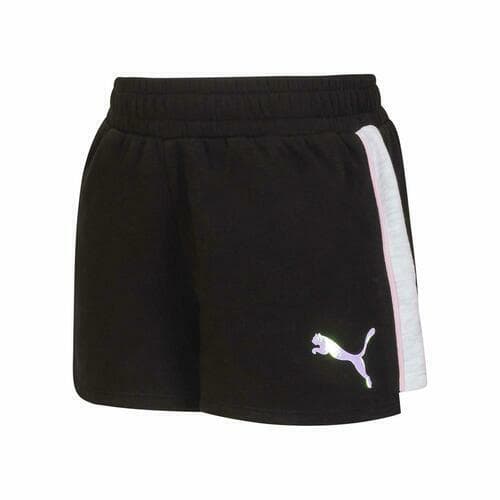 Puma Girl's Active Casual Cotton Blend Logo Shorts Large Black