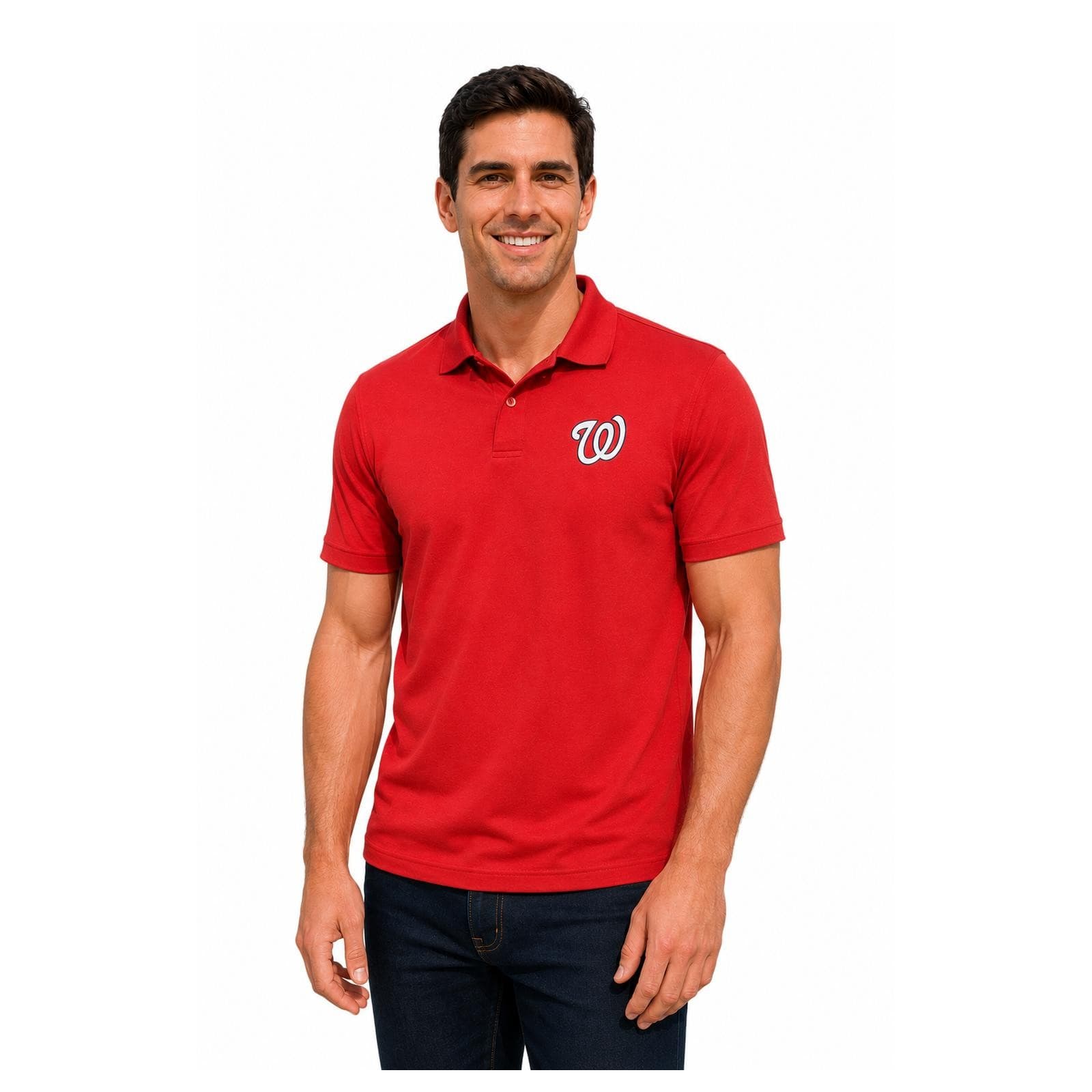 Levelwear Men's Washington Nationals Duval Performance Polyester Polo 2XL Red