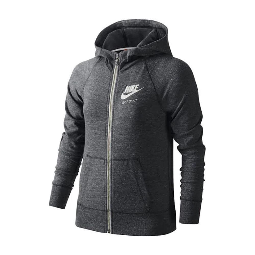 Nike Sportswear Girl's NSW Gym Vintage Full-Zip Hoodie Gray Medium