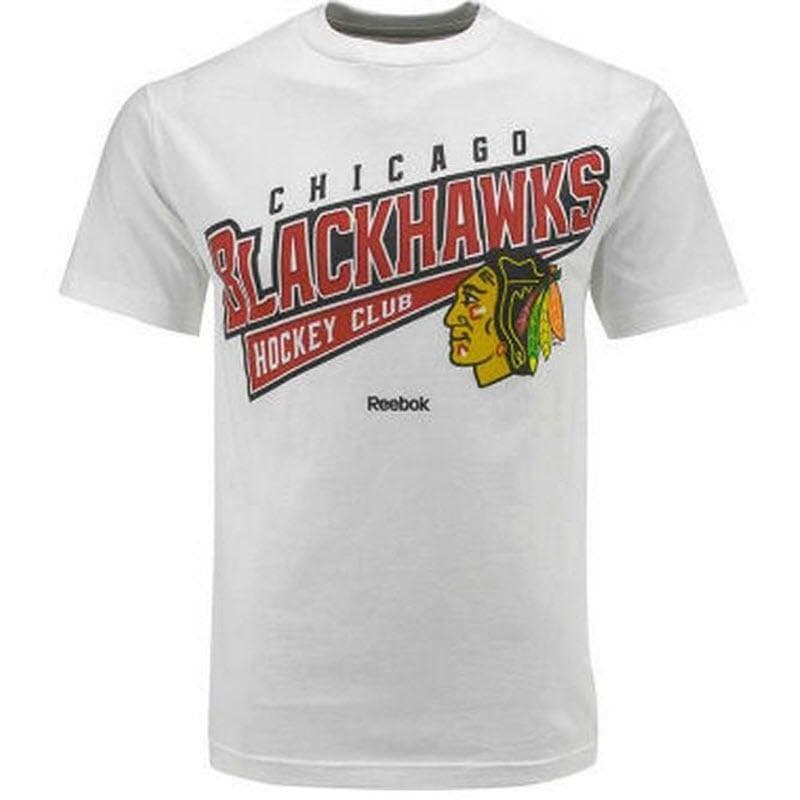 Reebok Men's Chicago Blackhawks Clean Sweep Cotton T-shirt White Medium