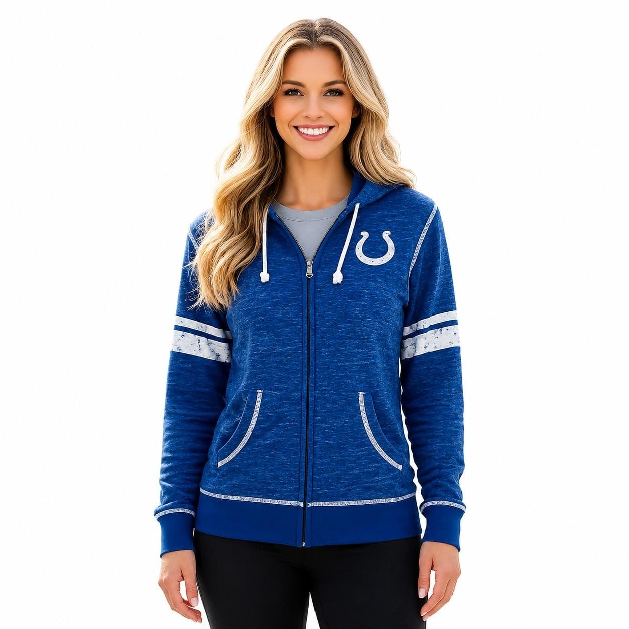 Majestic Women's Indianapolis Colts Athletic Tradition Zip Hoodie Blue Small