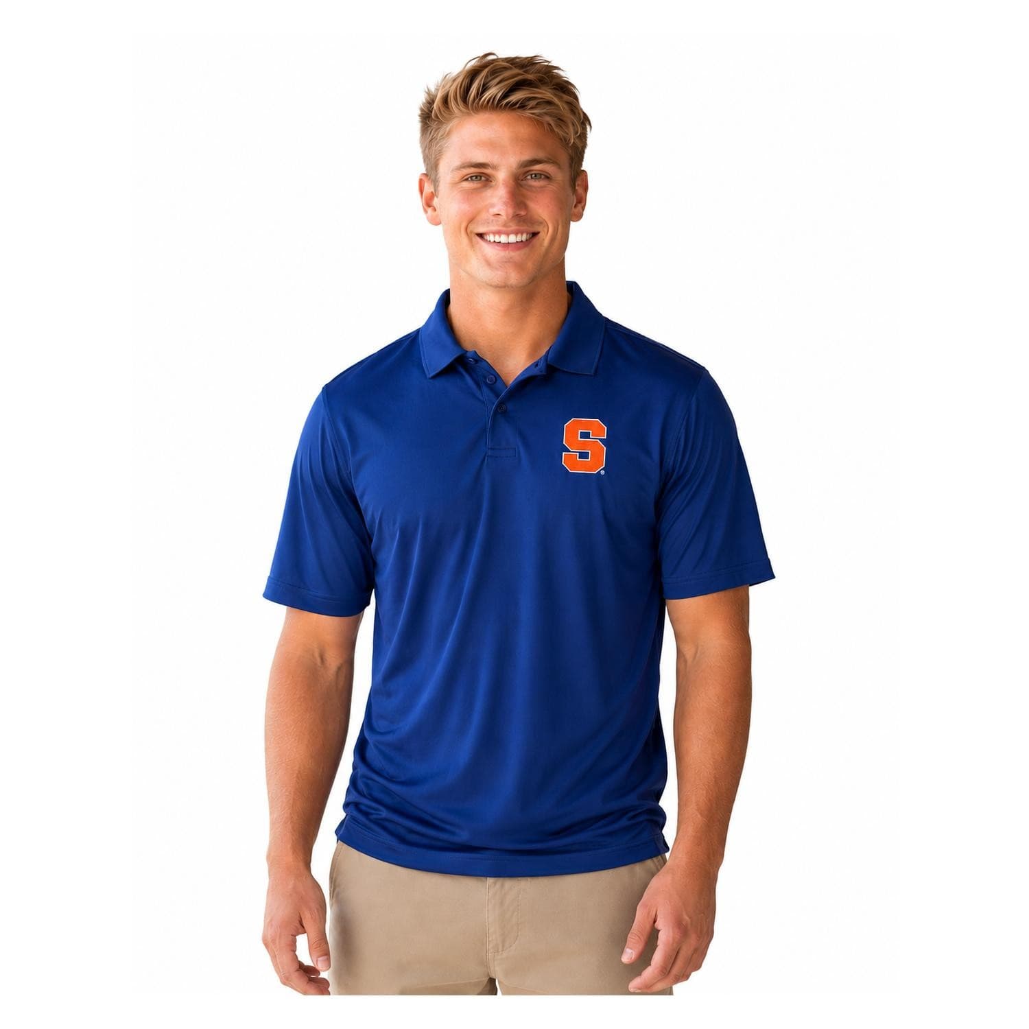 J.America Men's Syracuse Orangemen Polyester Short Sleeve Stance Medium Polo