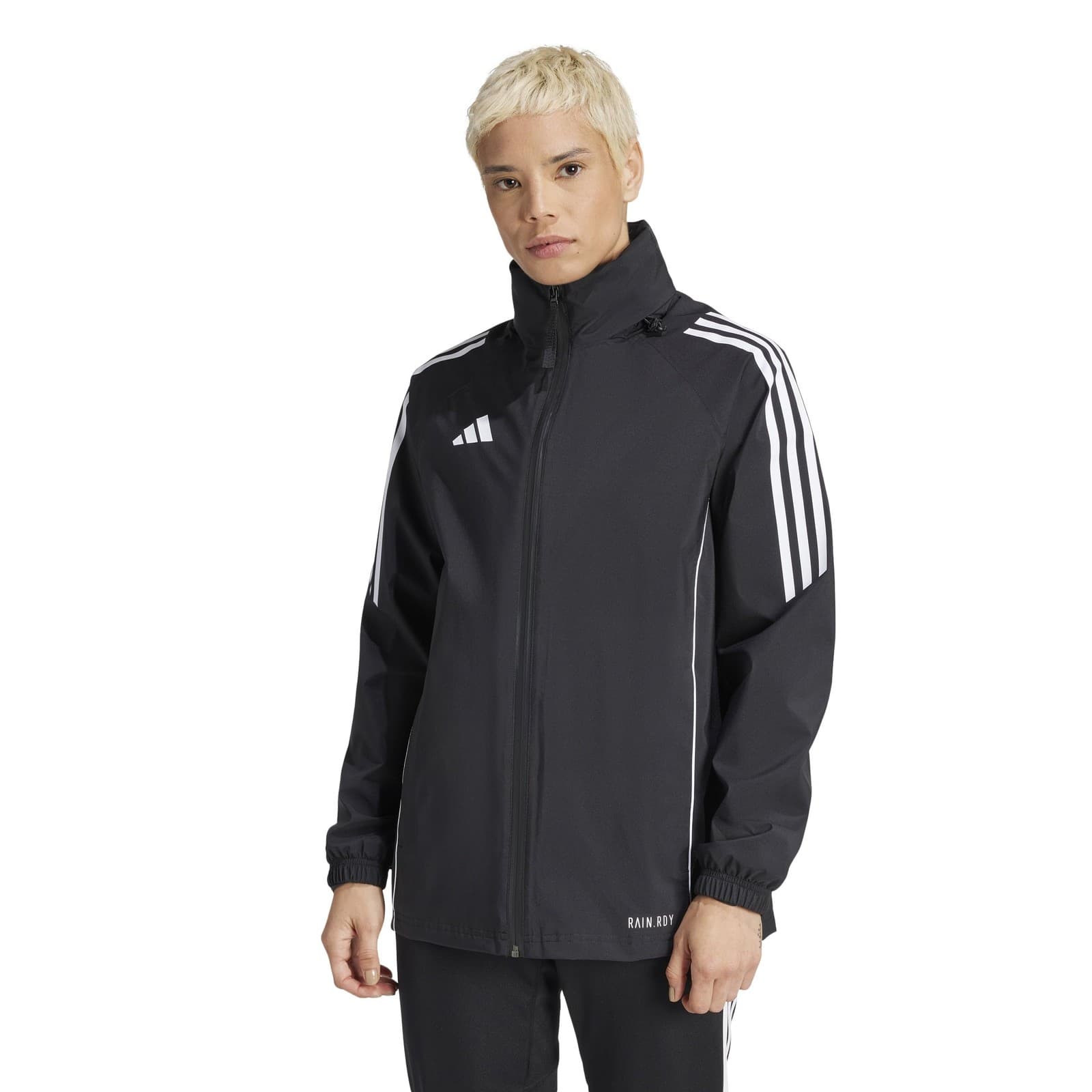 adidas Women's Tiro Rain.rdy Full Zip Hooded Jacket Black Large $170 Value