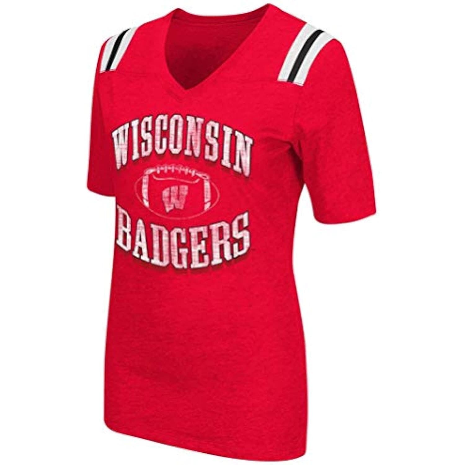 Campus Heritage Women's Wisconsin Badgers Distressed Logo Fan T-Shirt Medium Red
