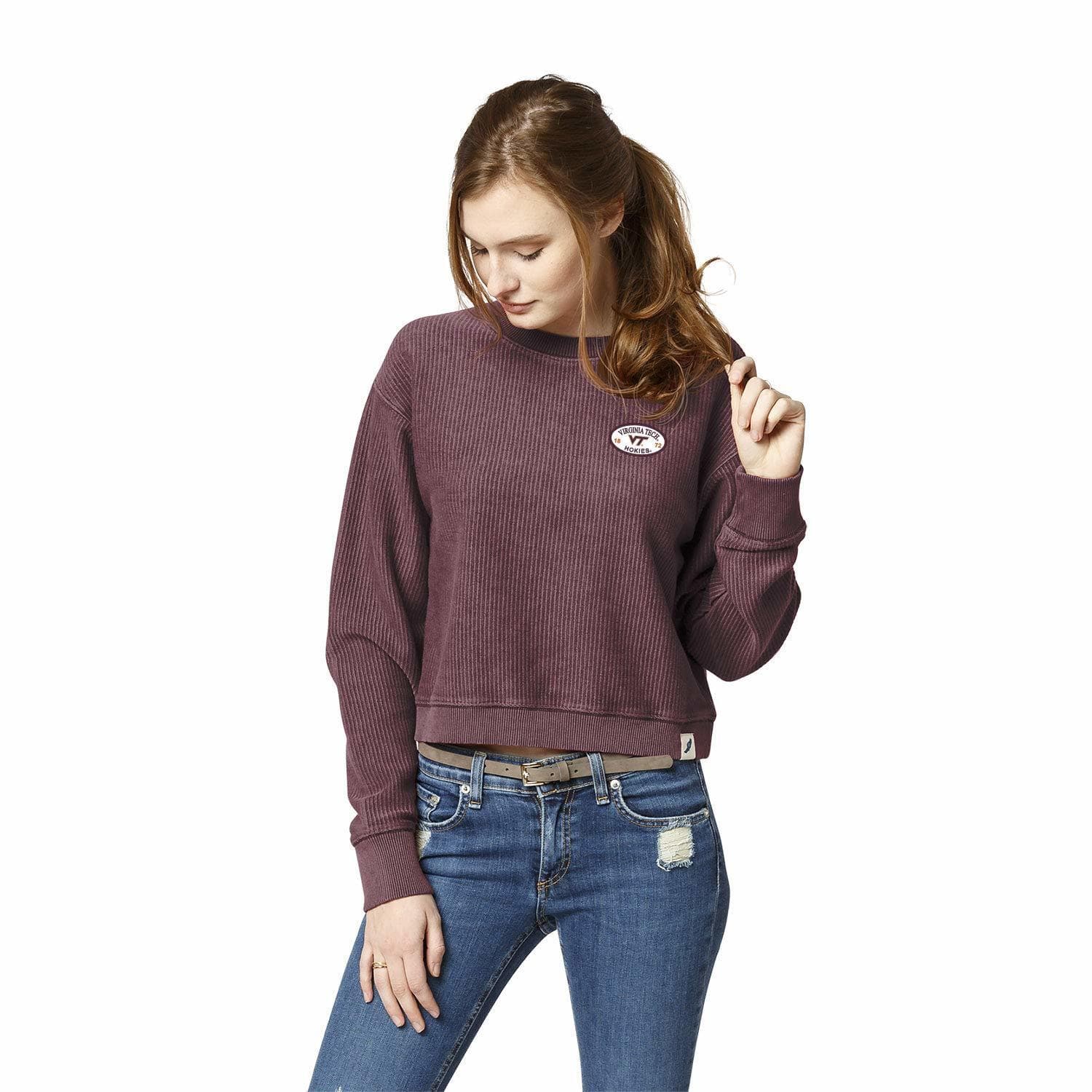 League Women's Virginia Tech Hokies Timber Cropped Top Maroon Large