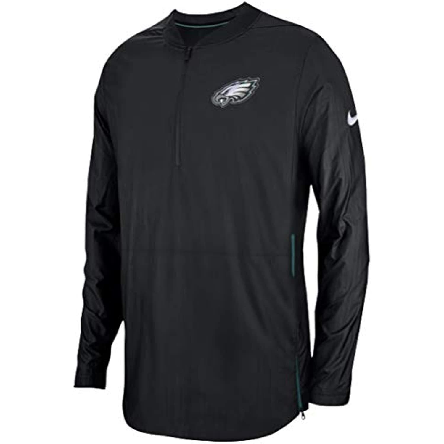 Nike Men's Philadelphia Eagles Half Zip Weather Resistant Pullover Jacket Black