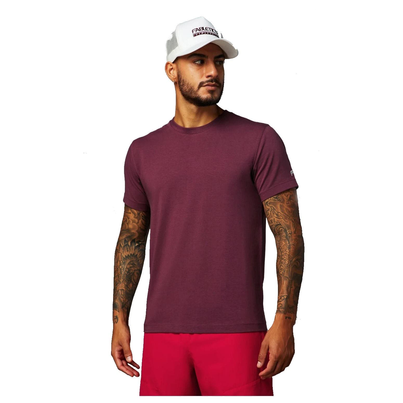 Fabletics Men's 24-7 Moisture Wicking Performance T-shirt Merlot 2XL $61 Value