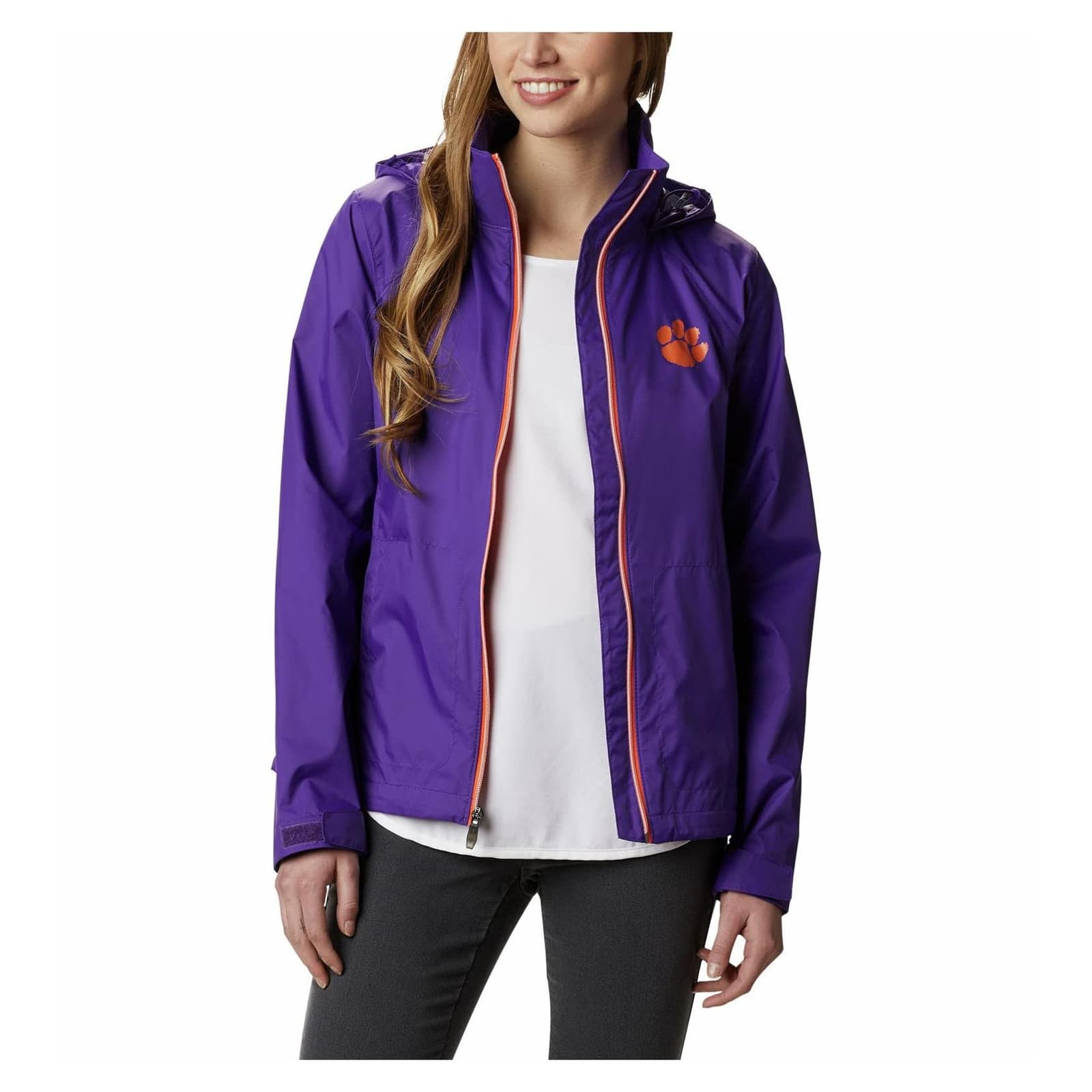 Columbia Women's Clemson Tigers Waterproof Hooded Jacket Purple Large