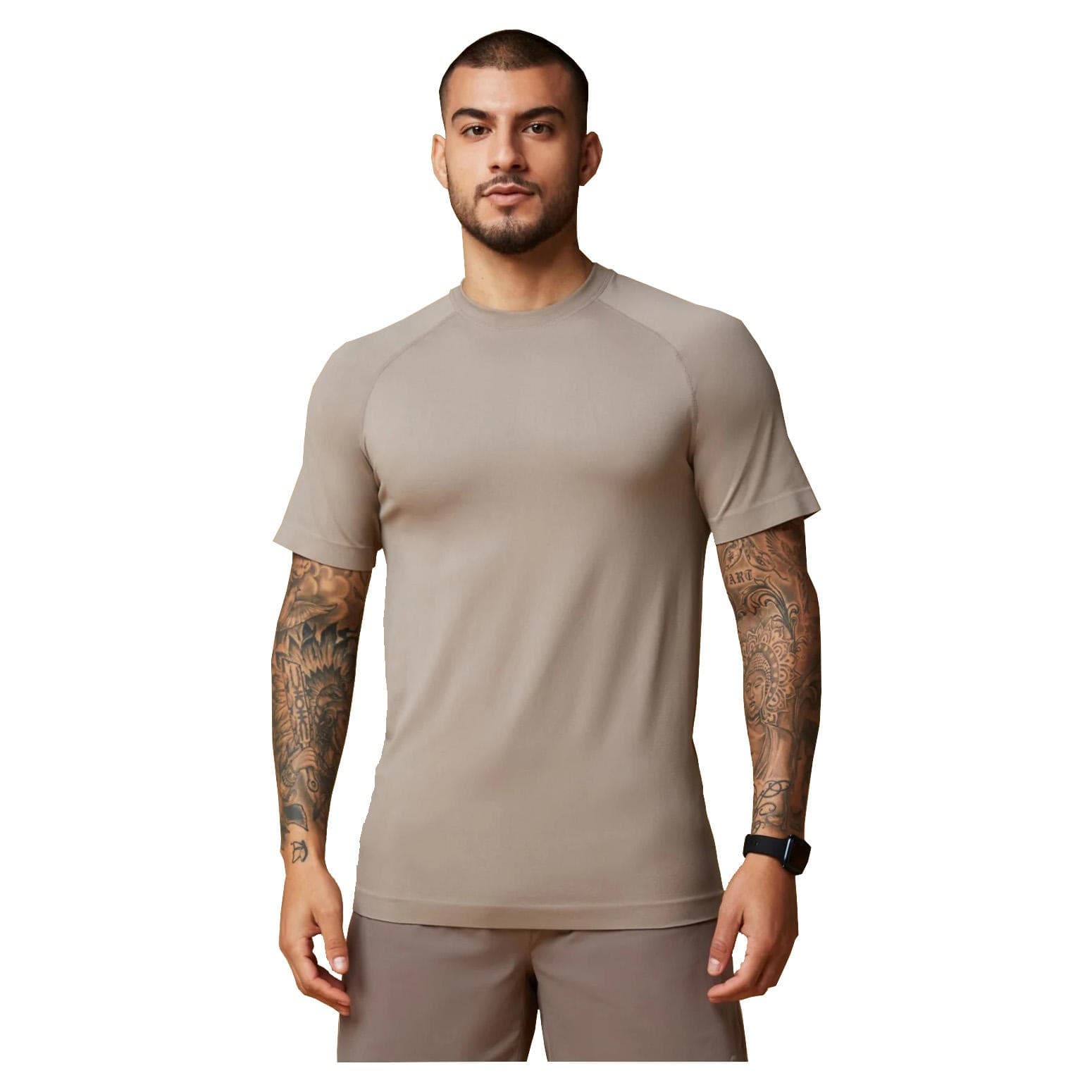 Fabletics Men's The Training Day Performance T-shirt Khaki 2XL $61 Value