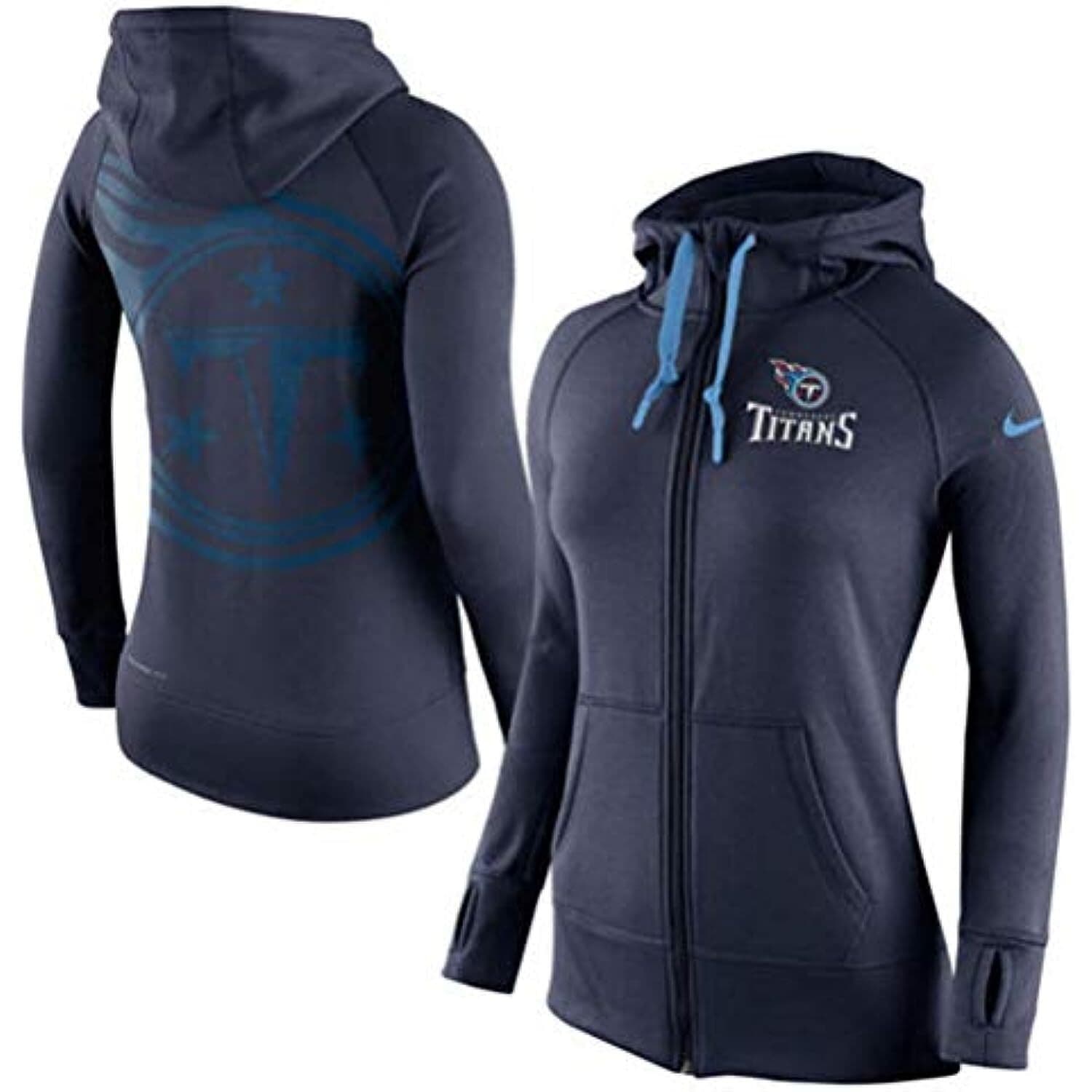 Nike Women's Tennessee Titans Warpspeed Therma Fit Full Zip Hoodie Blue Small