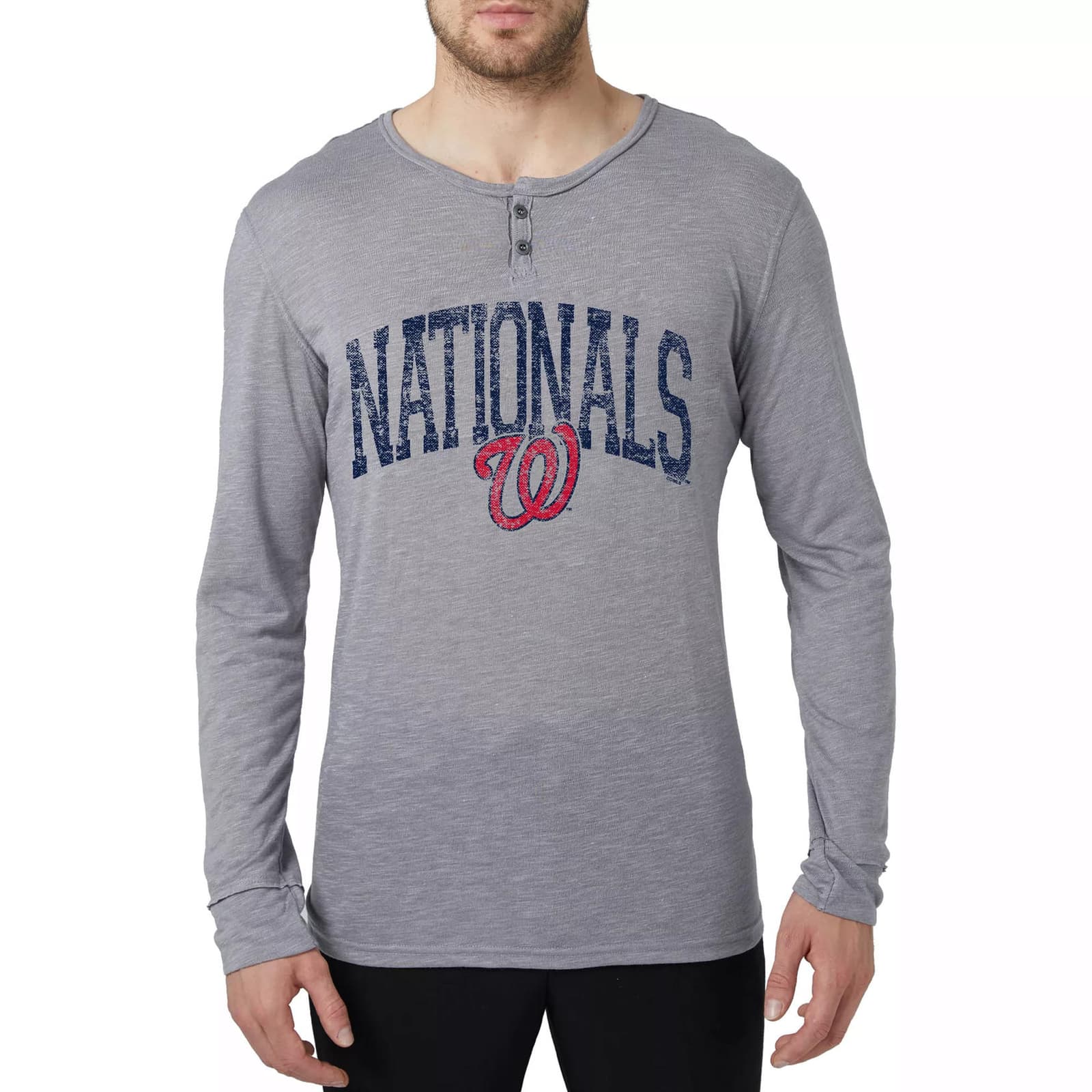 Concepts Sport Men's Washington Nationals Knit Henley Shirt Gray Large