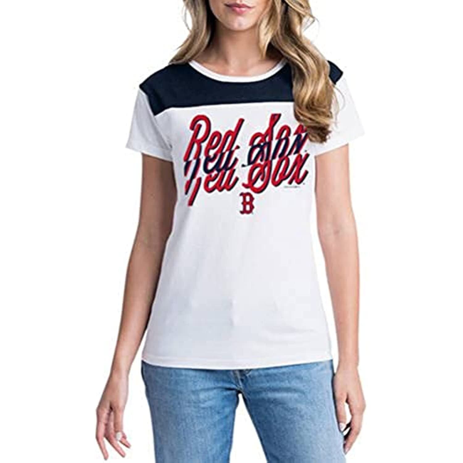 Campus Lifestyle Women's Boston Red Sox Echo Glitter T-Shirt Large White