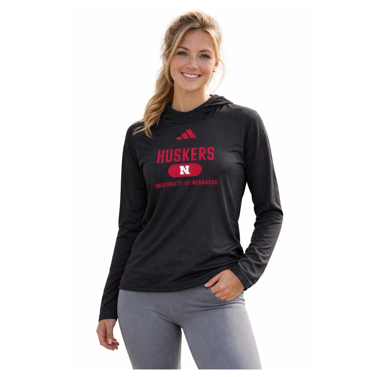 Adidas Women's Nebraska Cornhuskers Aeroready Training Hoodie Black Medium