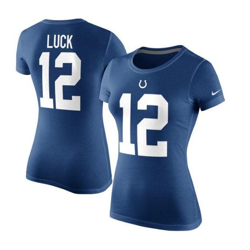 Nike Women's Indianapolis Colts Andrew Luck Jersey Cotton T-shirt Blue Medium