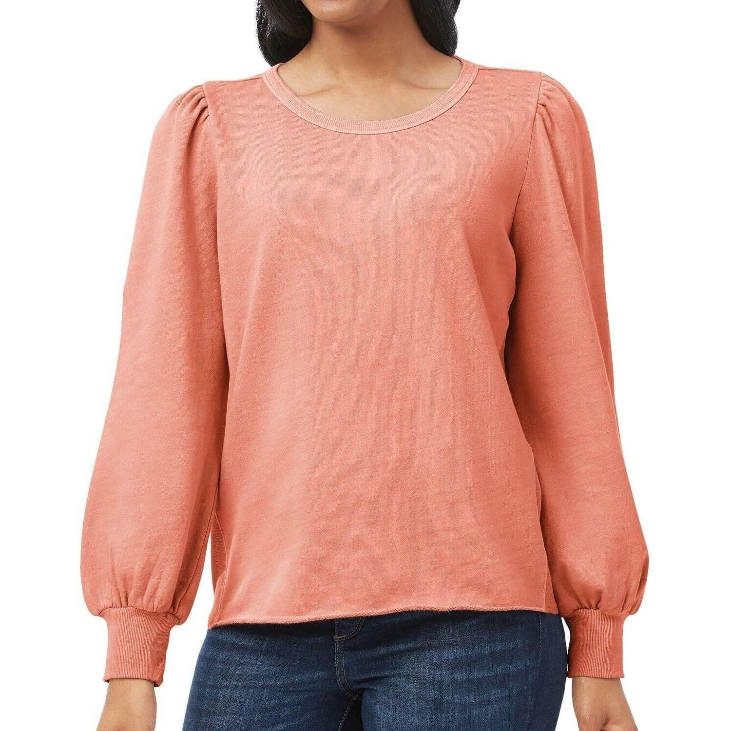 Member's Mark Women's French Terry Puff Sleeve Sweatshirt Small Coral