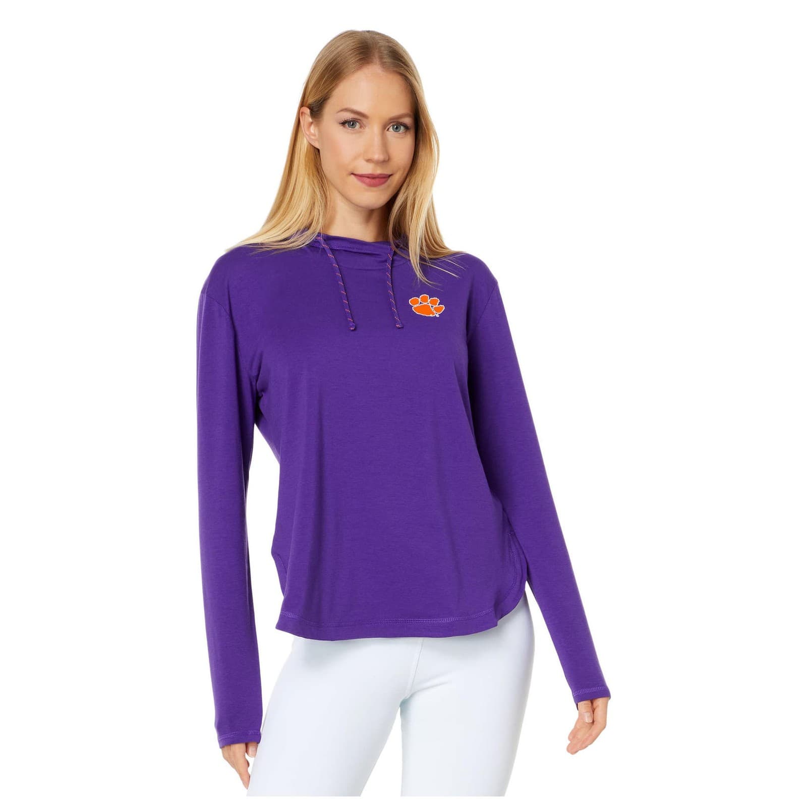 Columbia Women's Clemson Tigers Sun Trek Hoodie Vivid Purple Medium