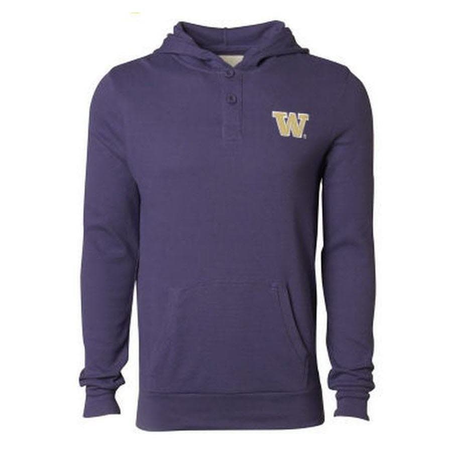 Colony Men's Washington Huskies Hooded Waffle Henley Shirt Purple XXL $52 Value