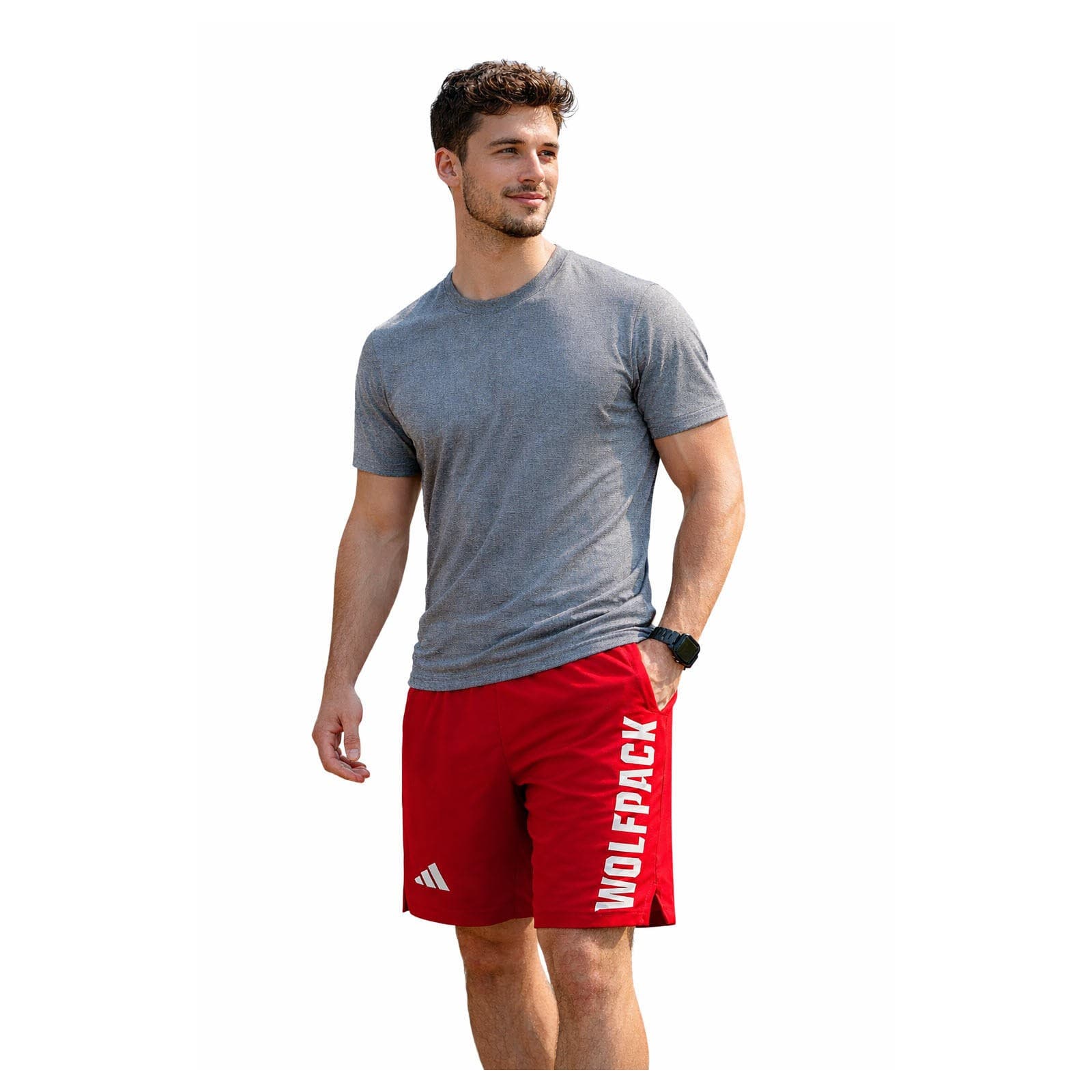 adidas Men's North Carolina State Wolfpack Aeroready Team Shorts Red 2XL