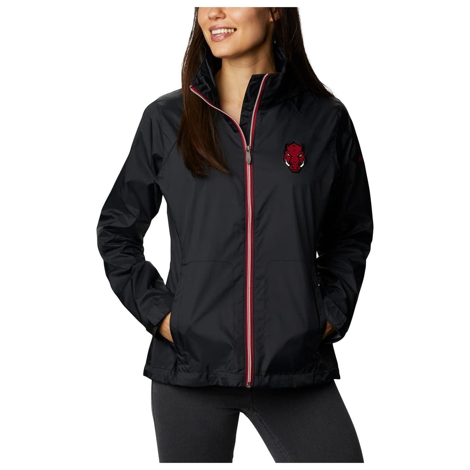 Columbia Women's Arkansas Razorbacks Waterproof Hooded Jacket Large Black